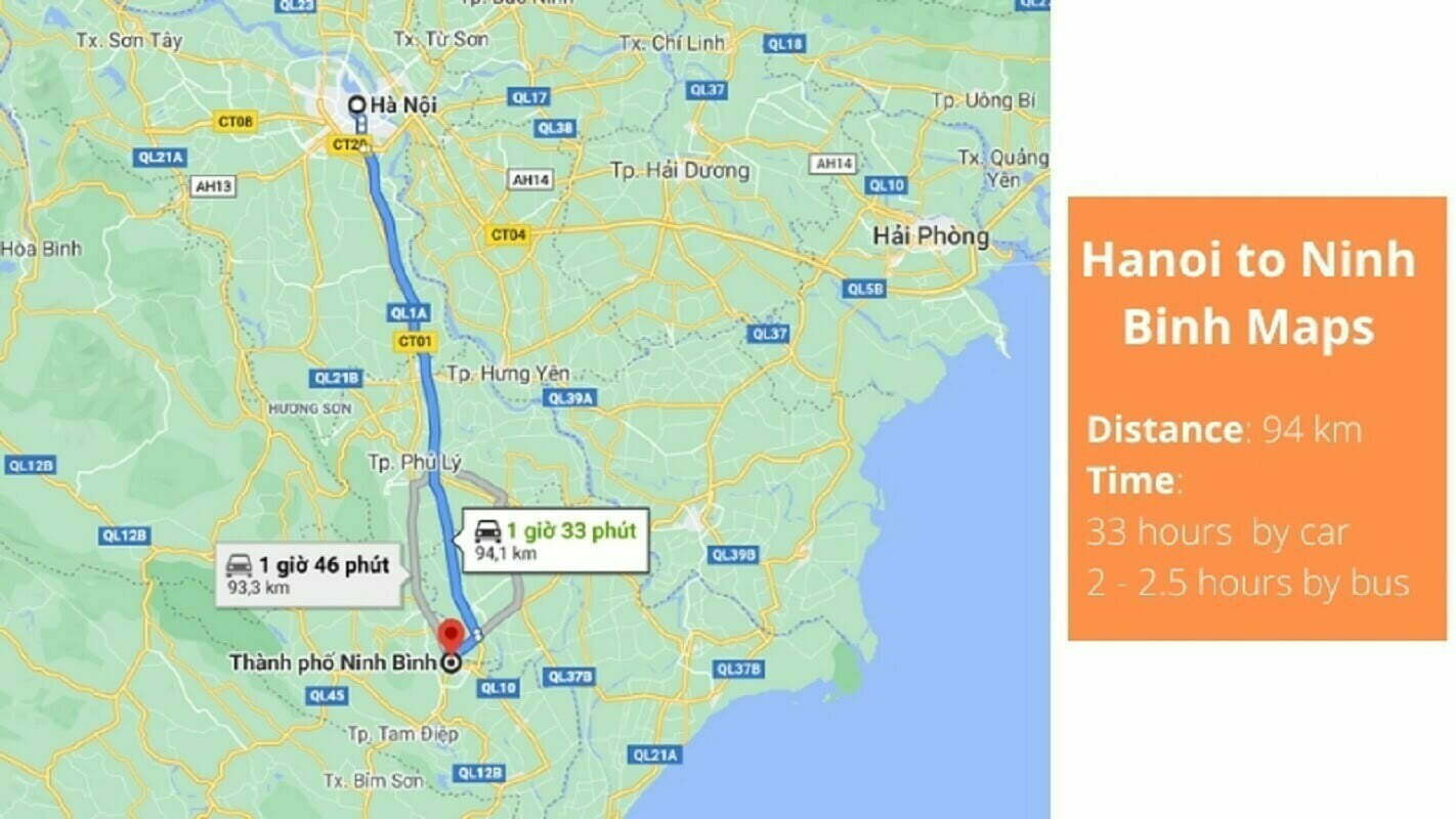 HANOI TO NINH BINH MAP