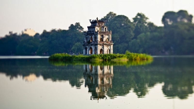 Turtle tower of Hanoi Capital, North Vietnam