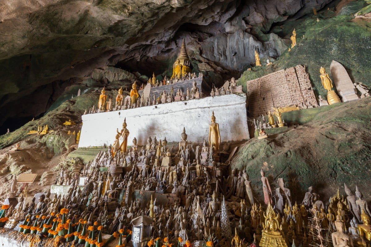 Pak Ou cave with thousands of Buddha statues