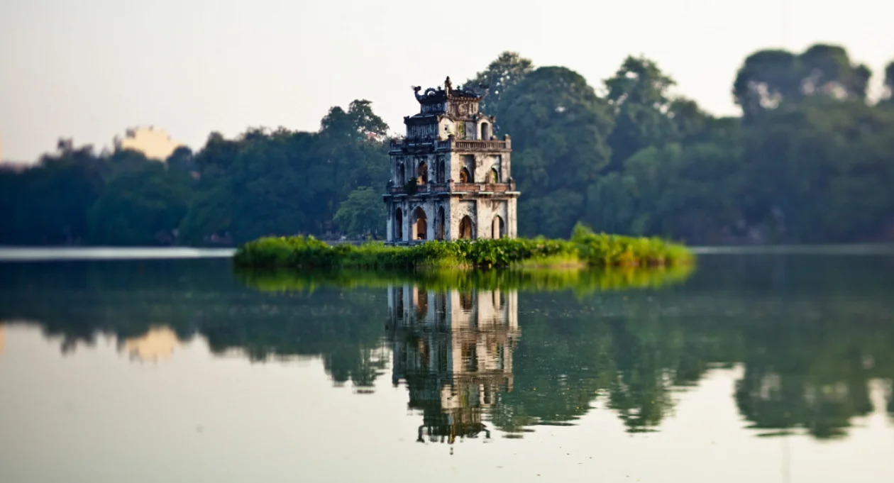 Top the best destinations in a week in Vietnam Turtle tower in Hanoi capital, Vietnam